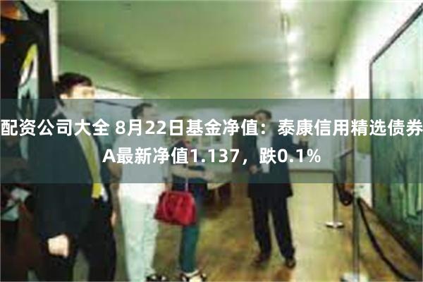 配资公司大全 8月22日基金净值：泰康信用精选债券A最新净值1.137，跌0.1%